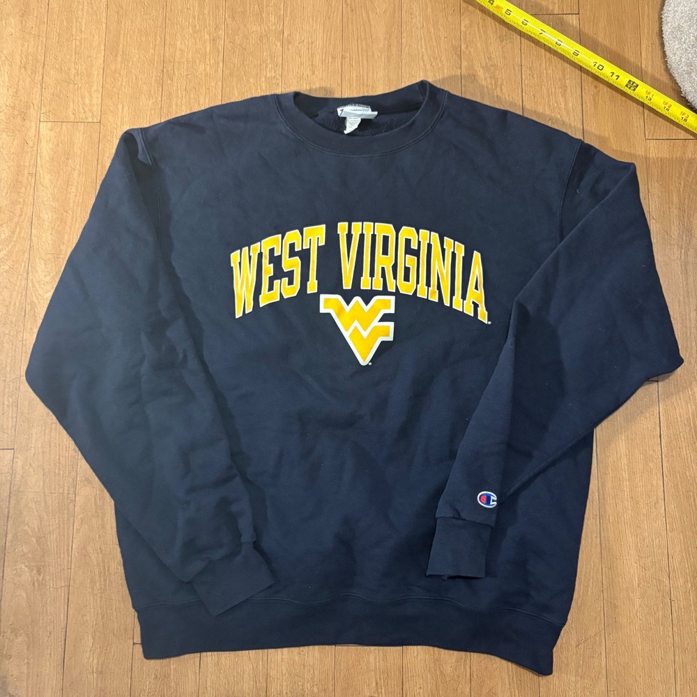 Champion West Virginia University Mountaineers Crewneck Sweatshirt Navy Blue L